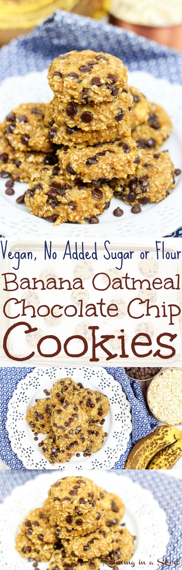 Healthy & Vegan Banana Oatmeal Chocolate Chip Cookies