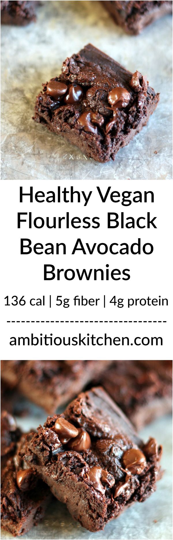 Healthy Flourless Black Bean Avocado Brownies (vegan and gluten free