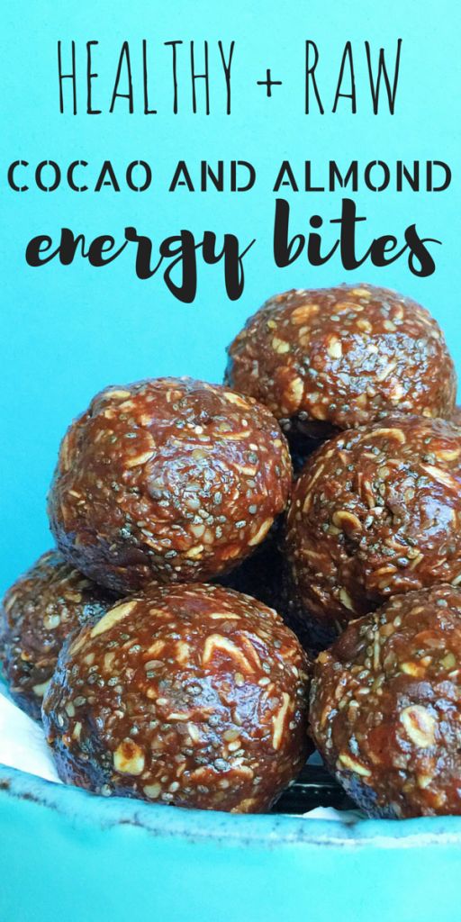 Healthy, Raw Almond + Cocao Energy Bites