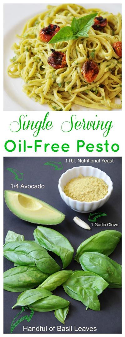 Healthy Single Serving Oil-Free Pesto Sauce