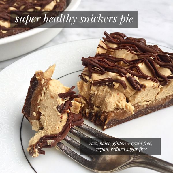 Healthy Snickers Pie (Raw, Vegan, Gluten + Grain Free, Refined Sugar Free