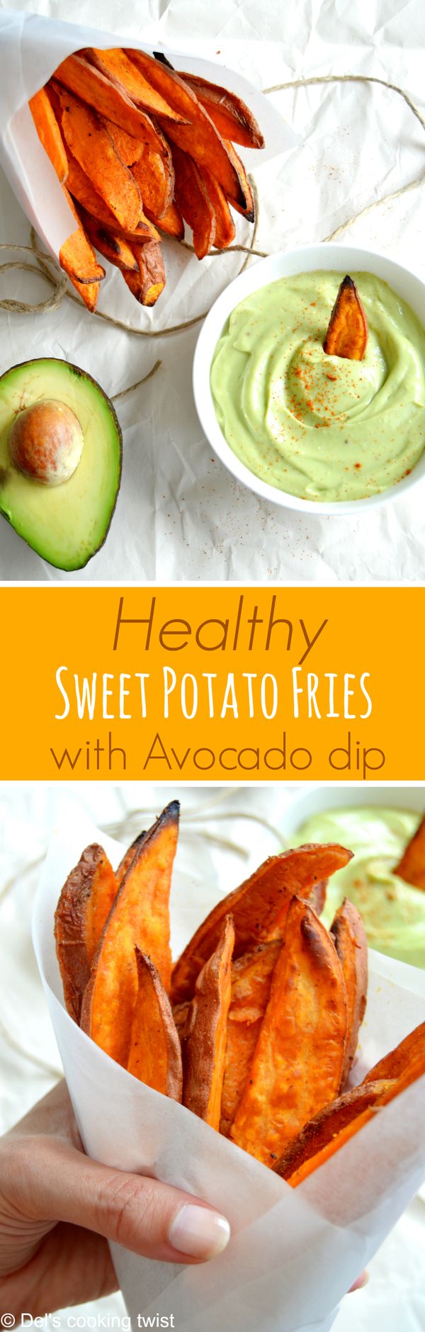 Healthy Sweet Potato Fries with Avocado Dip