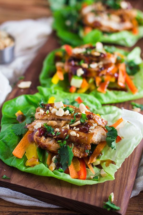 Healthy Thai Chicken Lettuce Wraps