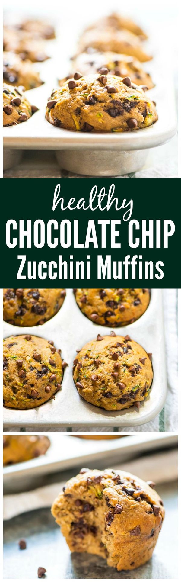 Healthy Zucchini Muffins with Chocolate Chips