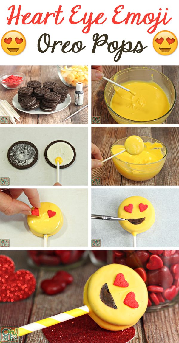 Heart Eye Emoji Oreo Pops