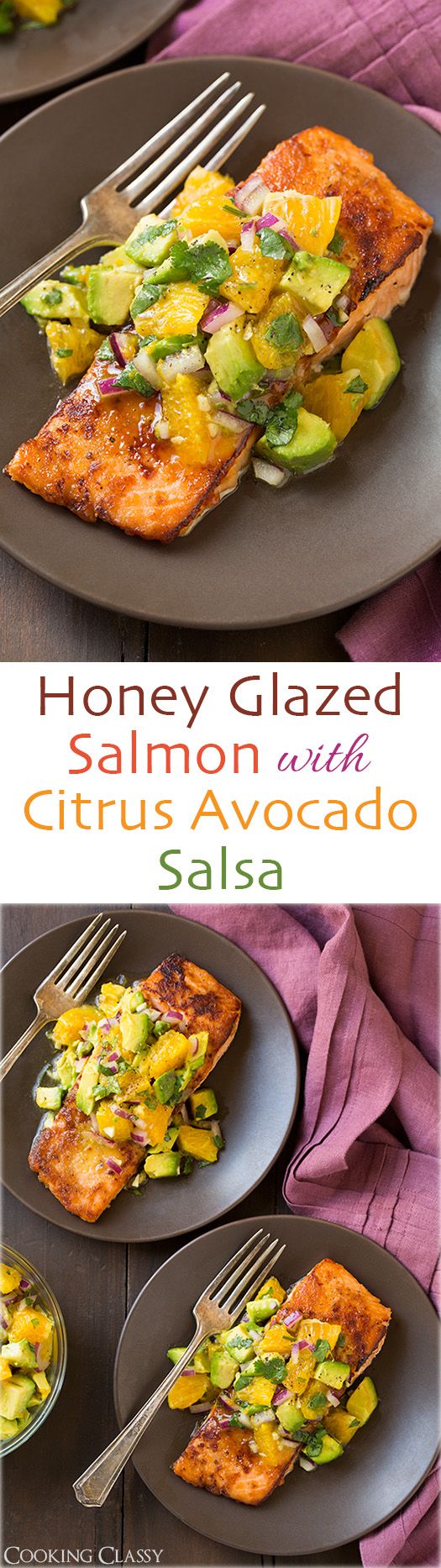 Honey Glazed Salmon with Citrus Avocado Salsa