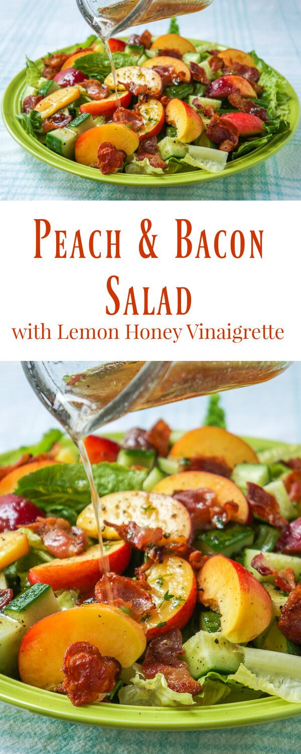 Honey Lemon Vinaigrette on Peach Cucumber Salad