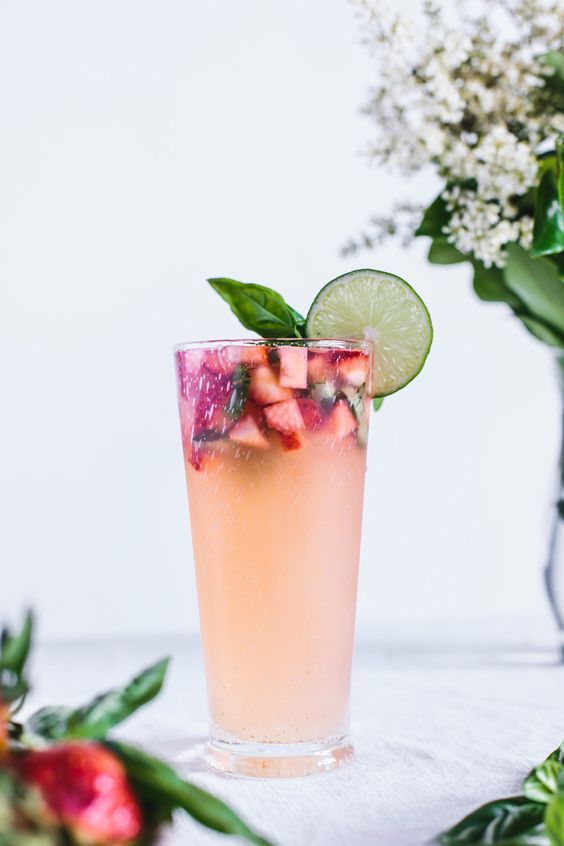 Honey-Sweetened Limeade with Strawberries and Lime