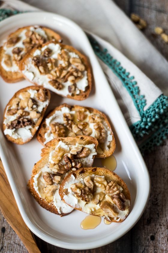 Honey, Walnut, and Goat Cheese Crostini