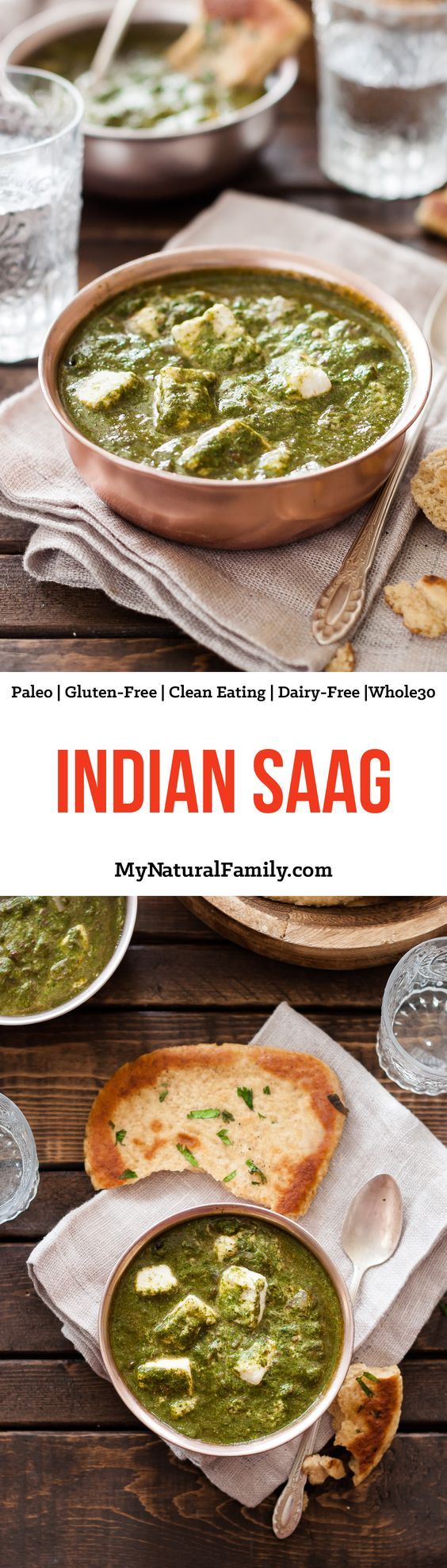Indian Saag Paneer Recipe (Clean Eating, Gluten Free, Vegetarian