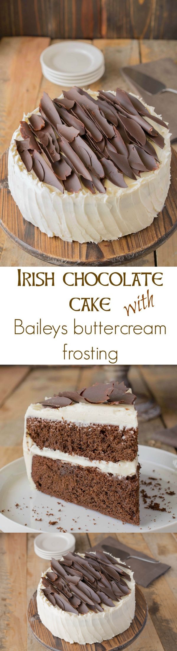 Irish chocolate cake with Baileys buttercream frosting