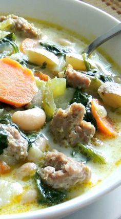 Italian Sausage, Potato & Spinach Soup