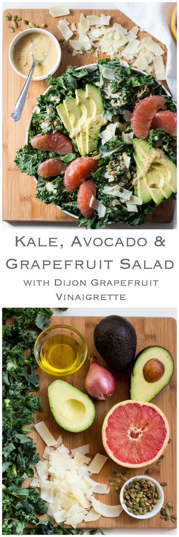 Kale, Avocado, and Grapefruit Salad with Dijon Grapefruit Vinaigrette