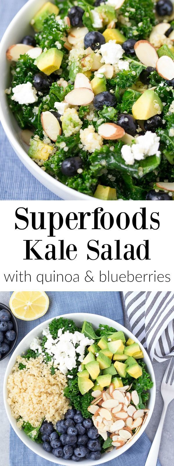 Kale Superfood Salad with Quinoa and Blueberries