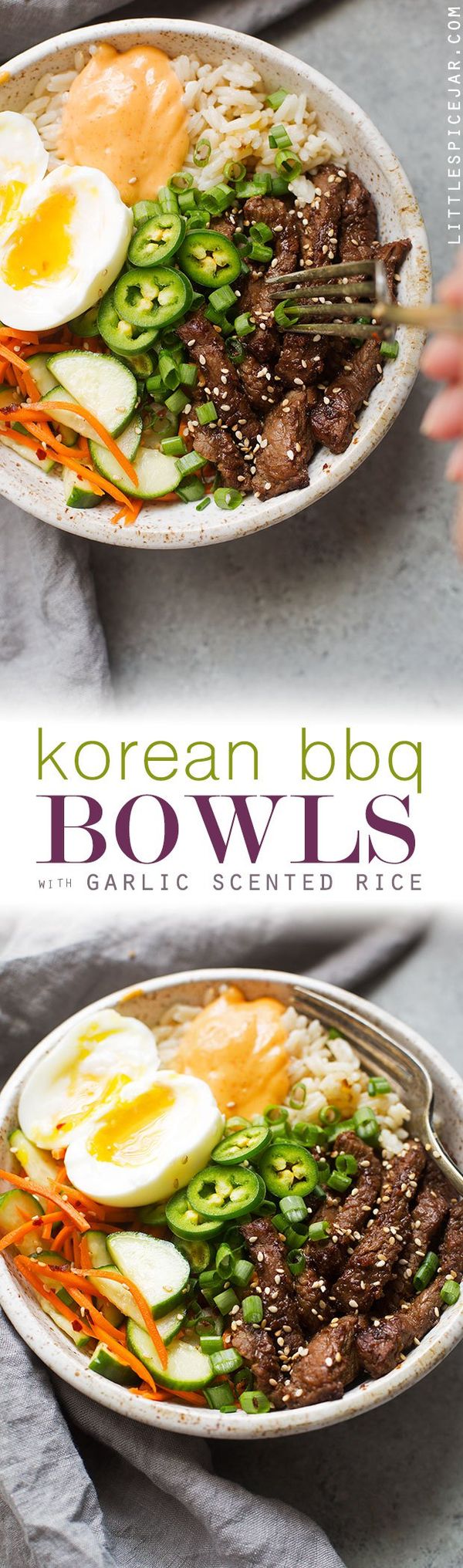 Korean BBQ Bowls with Garlic Scented Rice