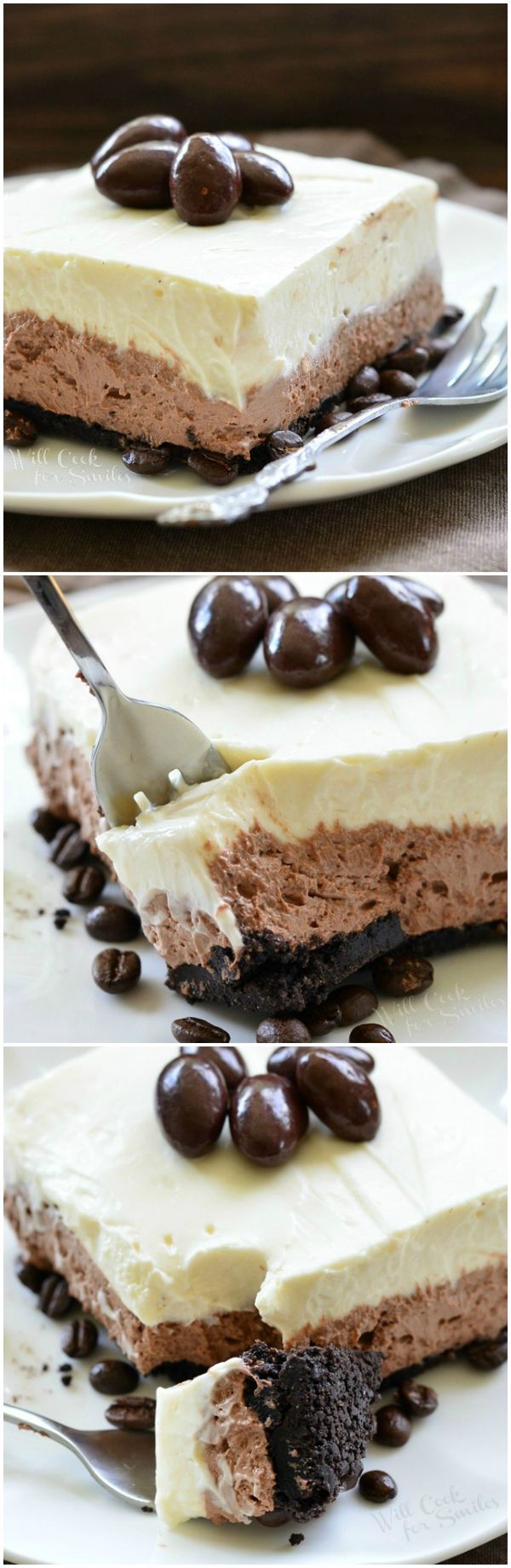 Layered Chocolate Espresso Cheesecake Dessert (No Bake