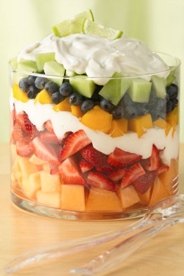 Layered Summer Fruits with Creamy Lime Dressing