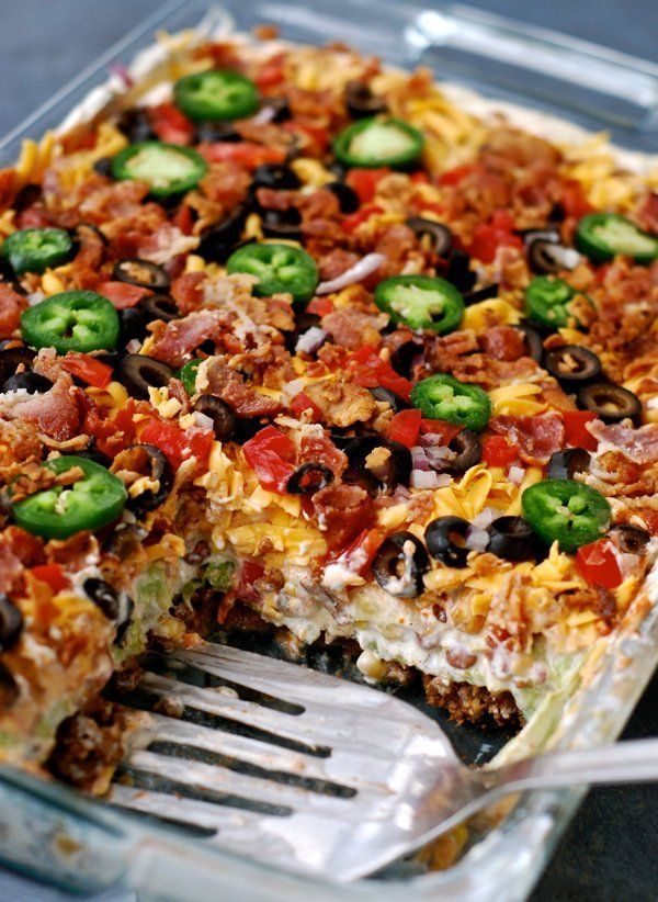 Layered taco salad (in a cake pan