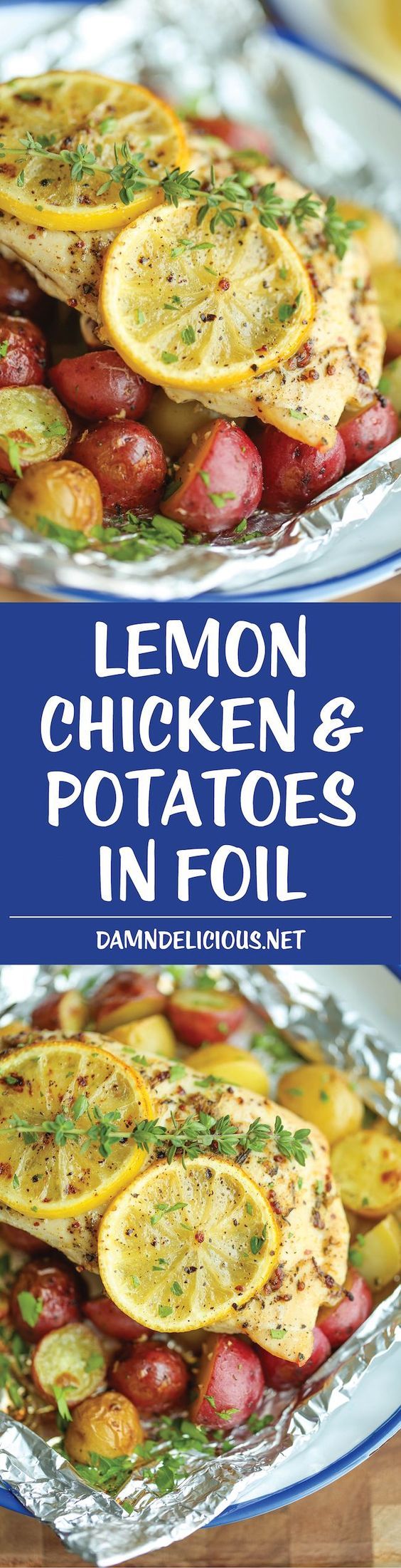 Lemon Chicken and Potatoes in Foil