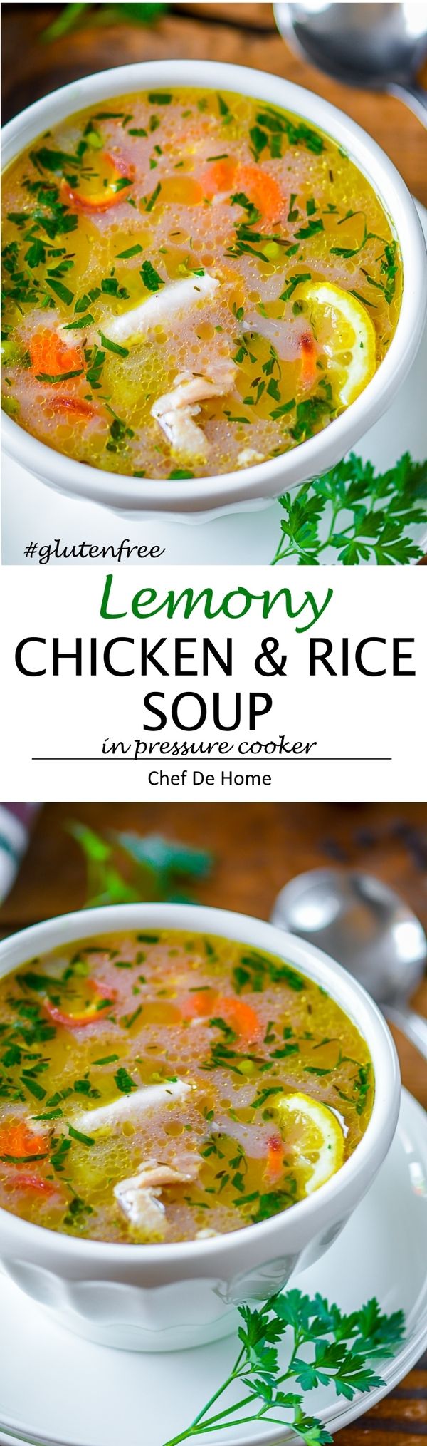 Lemon Chicken Rice Soup in Pressure Cooker