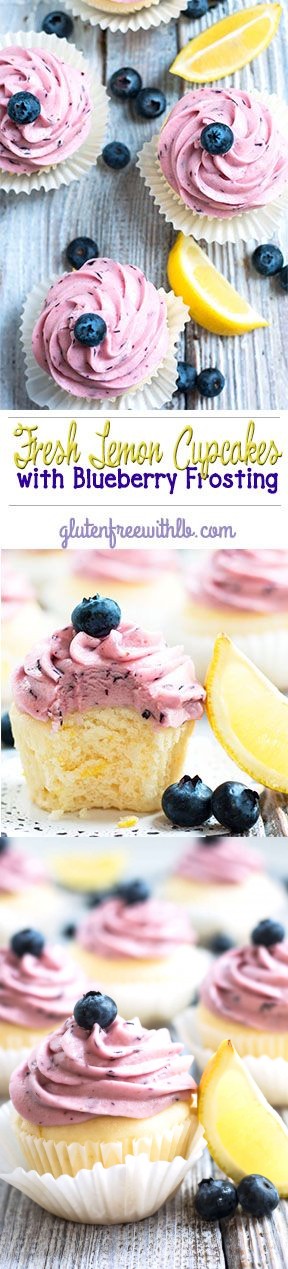 Lemon Cupcakes with Blueberry Frosting
