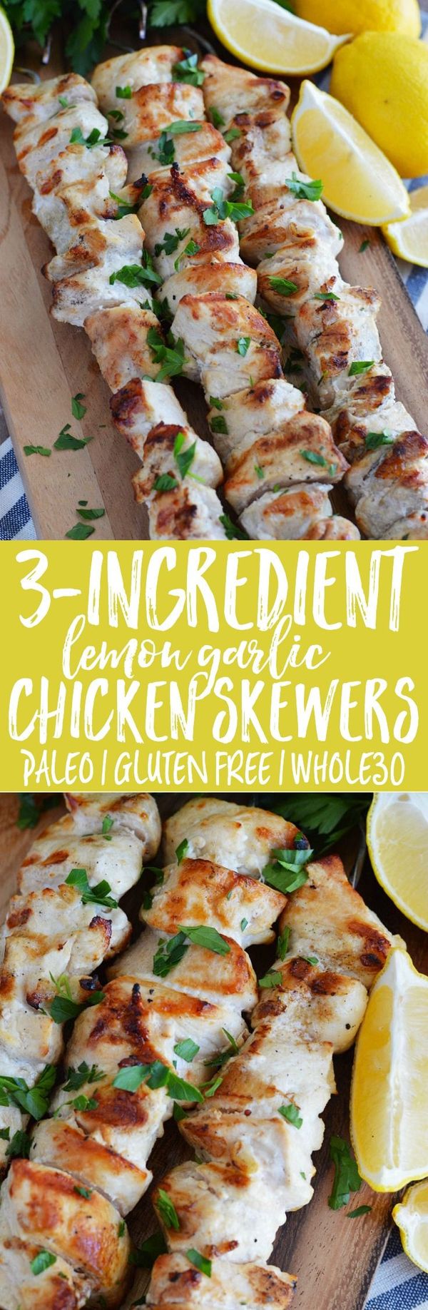 Lemon Garlic Chicken Skewers