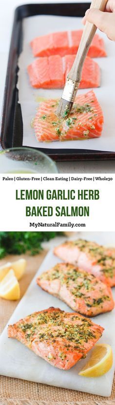 Lemon Garlic Herb Crusted Paleo Salmon