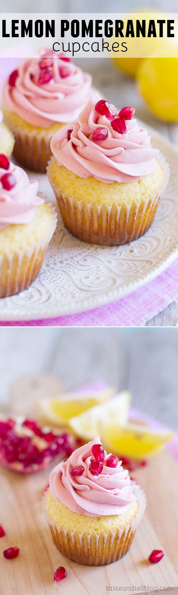 Lemon Pomegranate Cupcakes