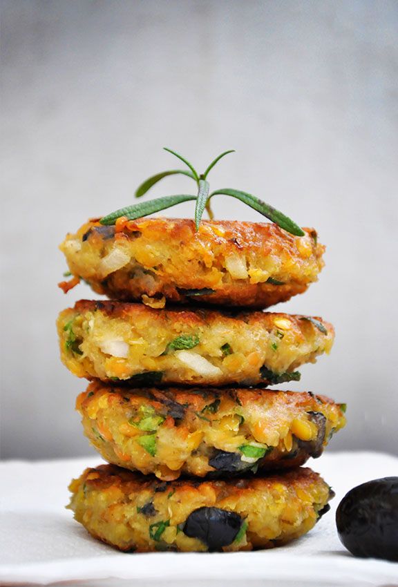 Lentil Patties with Olives and Herbs