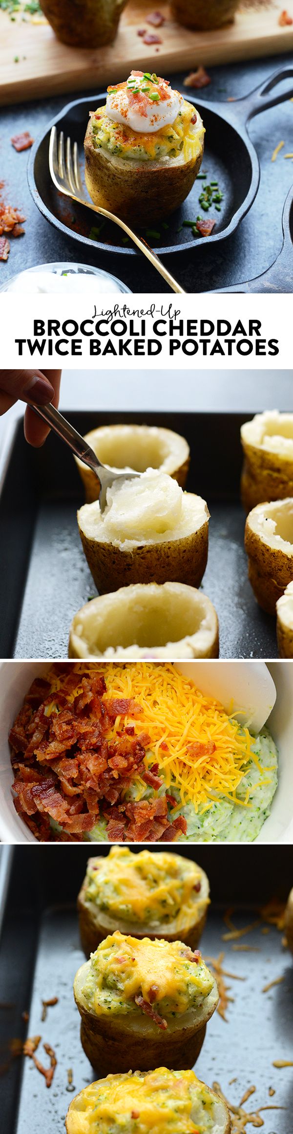 Lightened Up Broccoli Cheddar Twice Baked Potatoes