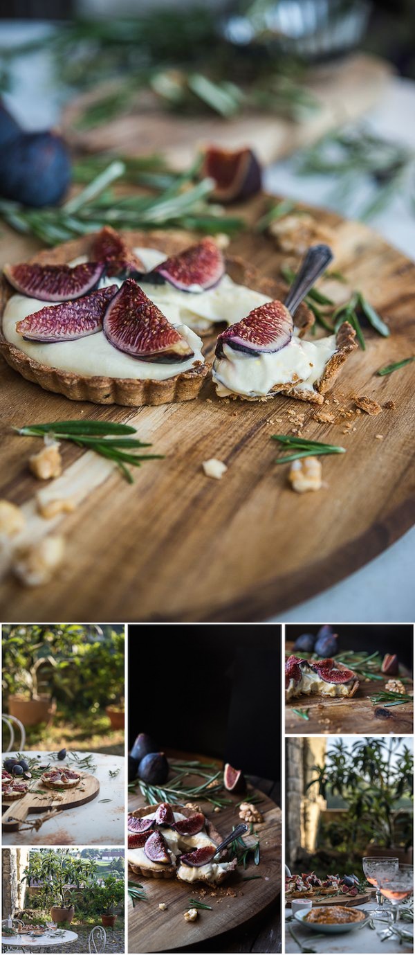 Limoncello fig tart with walnut and rosemary crust