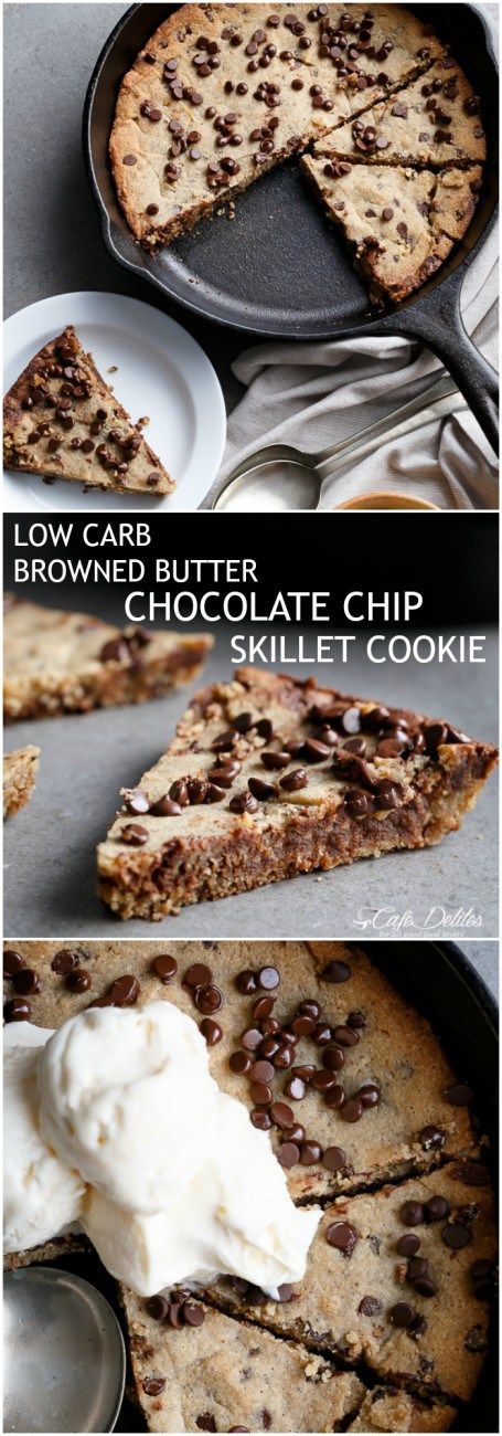 Low Carb Browned Butter Chocolate Chip Skillet Cookie