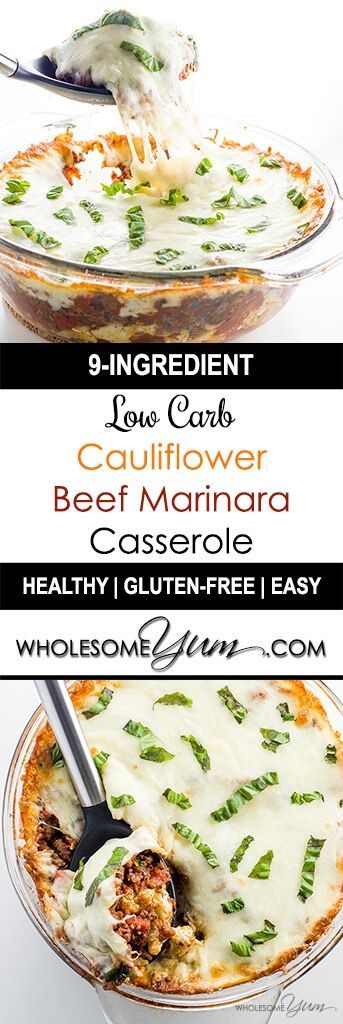 Low Carb Cauliflower Casserole with Beef Marinara (Gluten-free