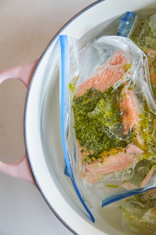 Low-Tech Sous-Vide Salmon with Herb Butter