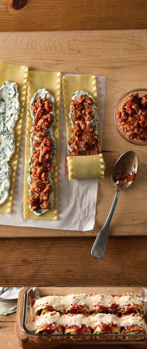 Make-Ahead Meat-Lovers' Lasagna Roll-Ups