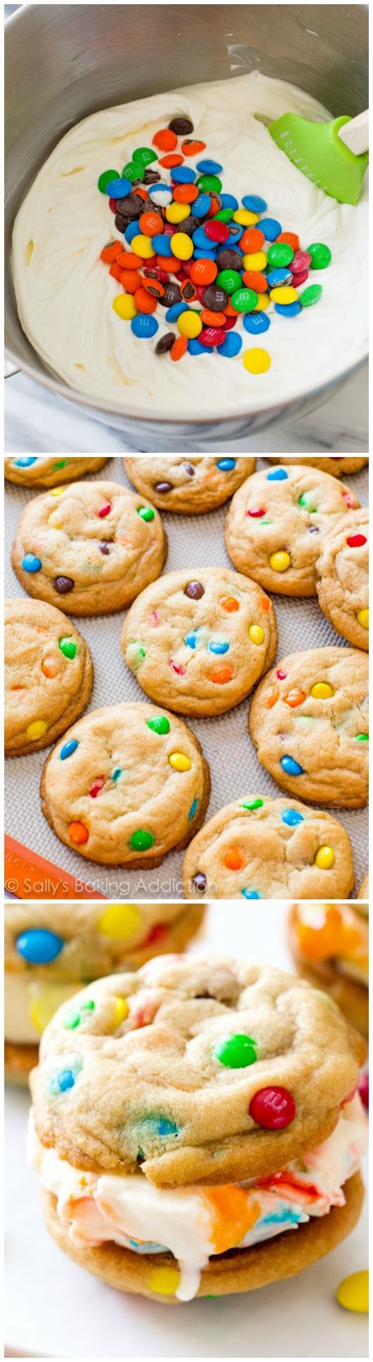 M&Ms Ice Cream Cookie Sandwiches