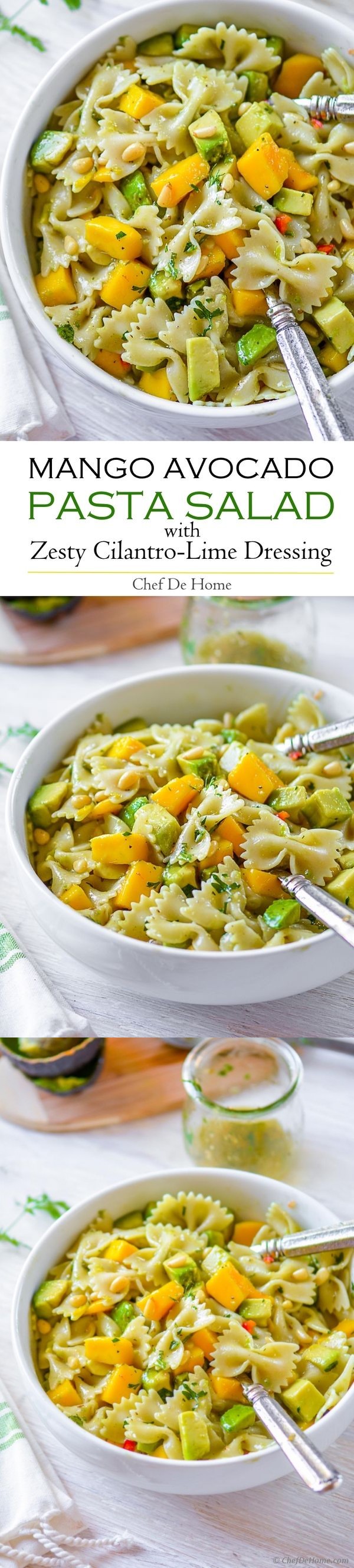 Mango Avocado Pasta Salad with Cilantro Lime Dressing