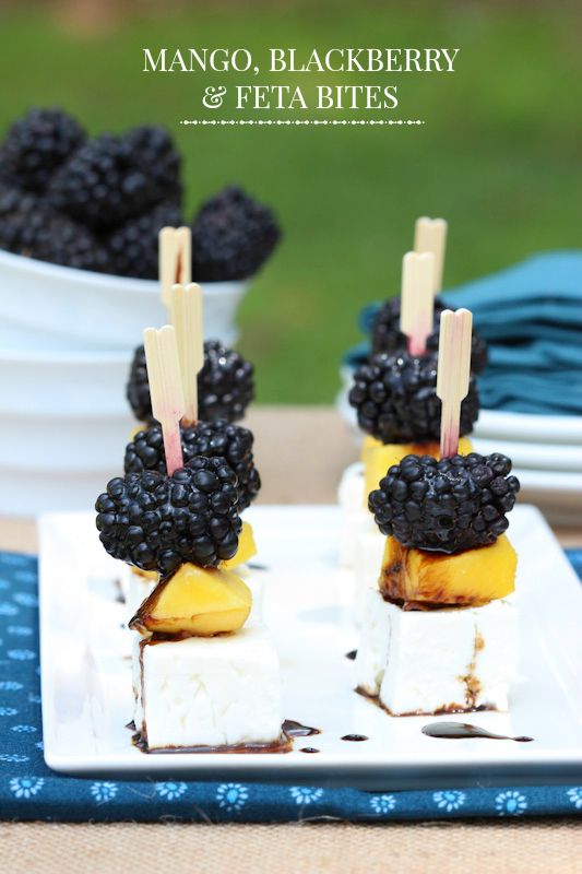 Mango, Blackberry and Feta Bites