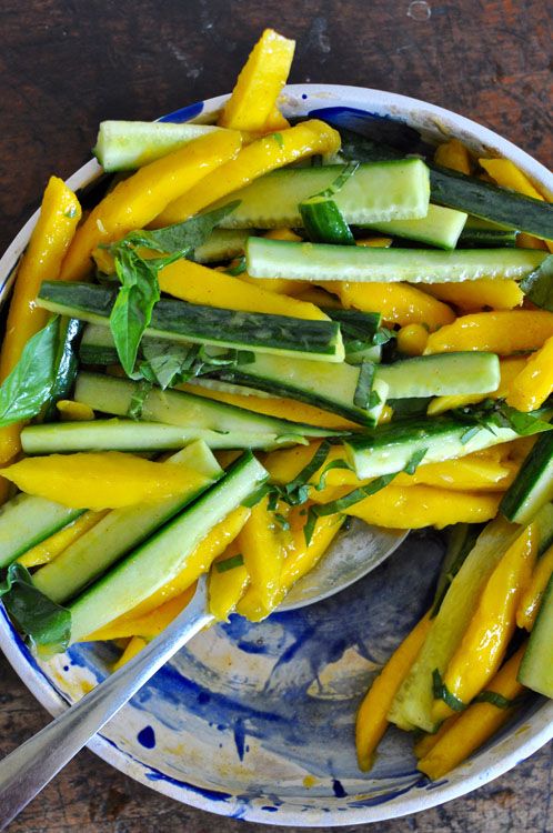 Mango-Cucumber Salad with Cayenne Dressing and Lime Basil