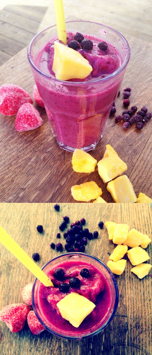 Mango, Strawberry, and Blueberry Smoothie