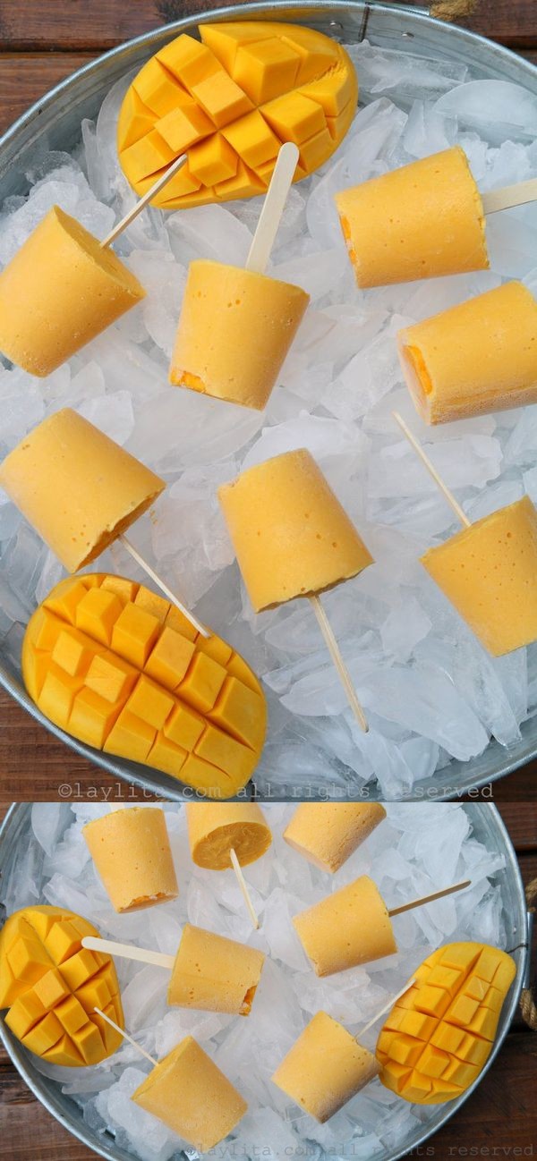 Mango yogurt popsicles (Helados de mango y yogurt