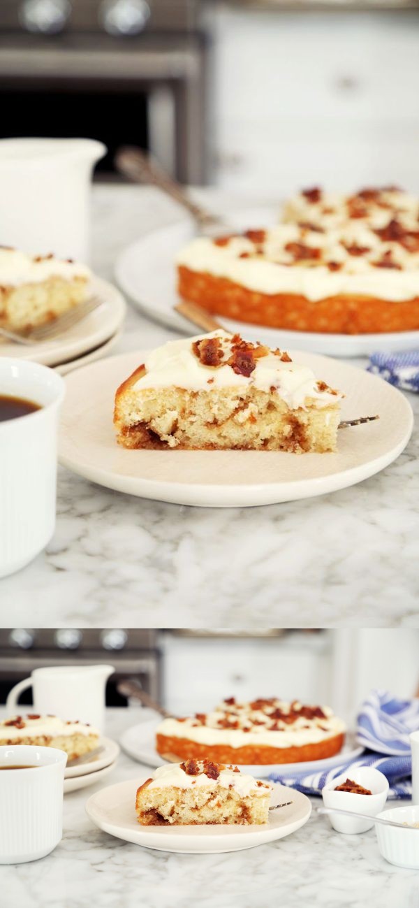 Maple Bacon Cinnamon Roll Cake