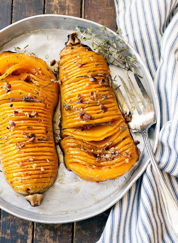 Maple Pecan Hasselback Butternut Squash