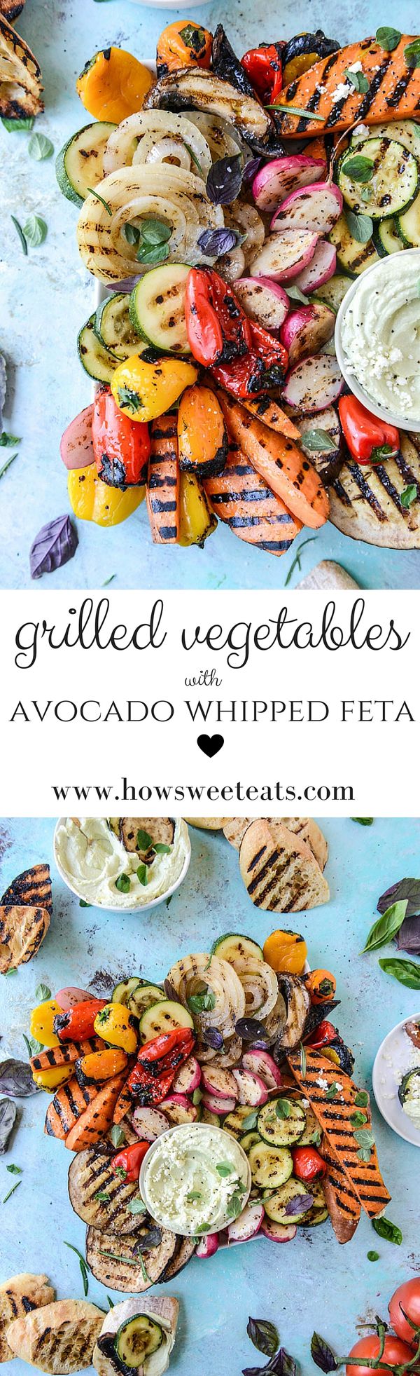 Marinated Grilled Vegetables with Avocado Whipped Feta