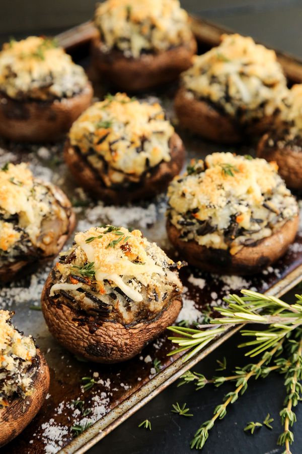 Mashed Potato and Wild Rice Stuffed Mushrooms