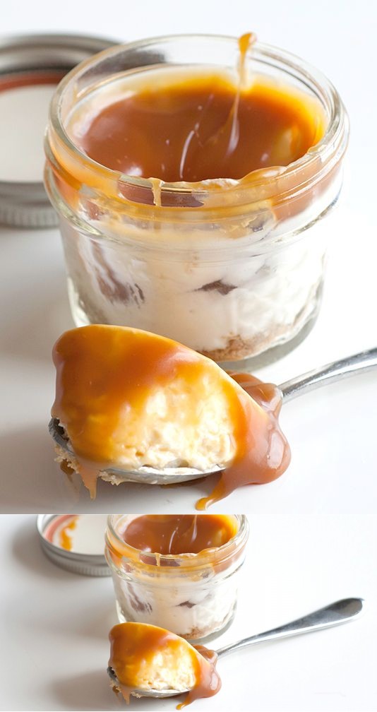 Mason Jar Salted Caramel Cheesecake