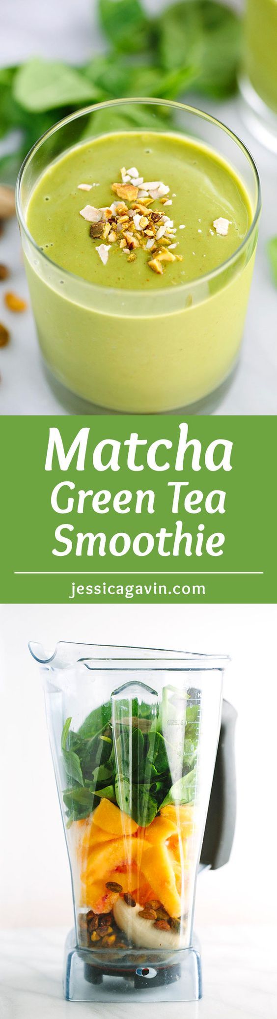 Matcha Green Tea Smoothie with Peaches