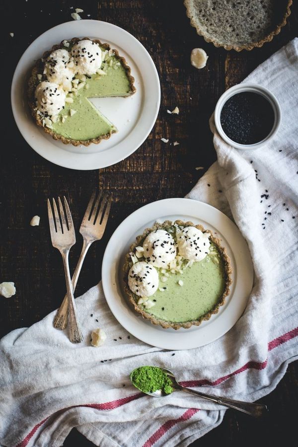 Matcha Panna Cotta & Black Sesame Tartlets