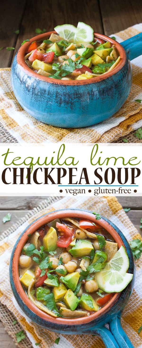 Mexican Tequila Lime Chickpea Soup (Vegan, Gluten Free