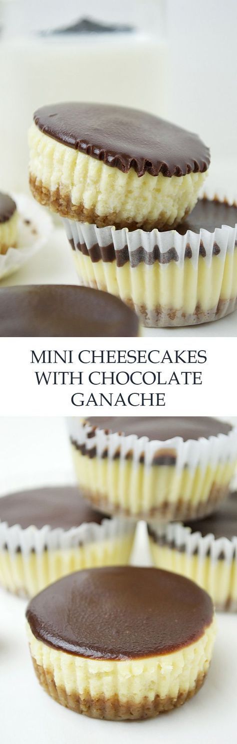 Mini Cheesecakes with Milk + Dark Chocolate Ganache